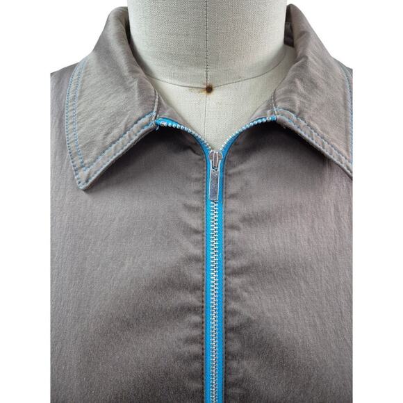 Nike Dry Fit  Tan Golf Jacket Turquoise Blue Stitching Womens XL - Picture 2 of 9